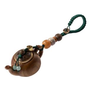 绿檀木把把壶钥匙扣2026年新款茶壶手把件神器把把胡盘玩挂件男士