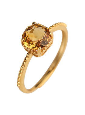 【日进斗金】天然黄水晶戒指女
