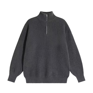 cleanfit慵懒半拉链高领毛衣男款秋冬韩系潮牌软糯套头针织衫上衣