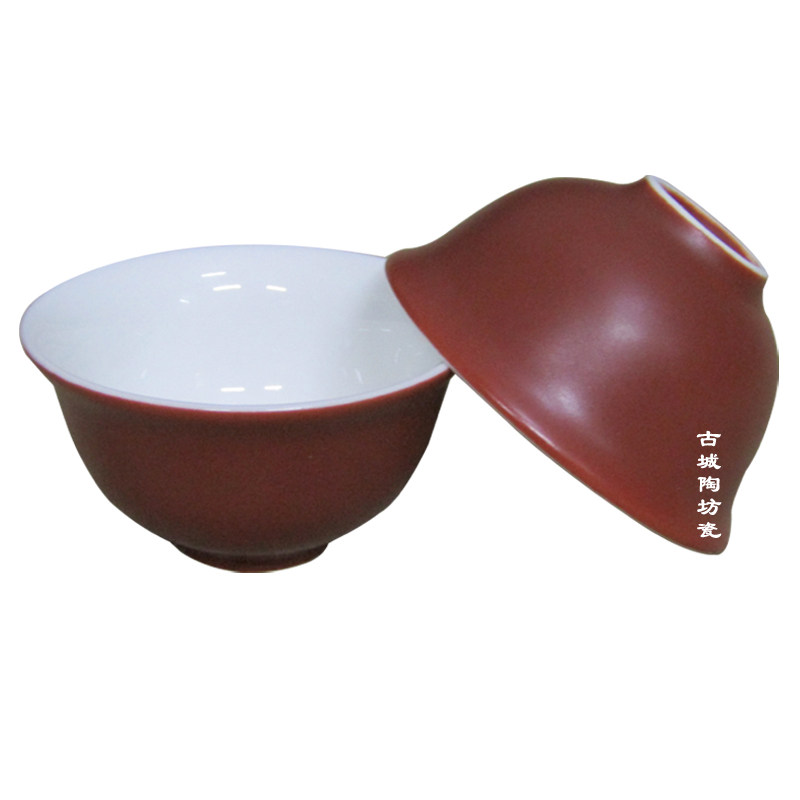 小品朱泥白釉反口高温茶杯高档
