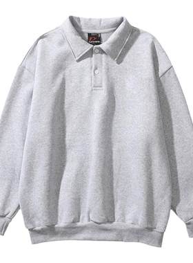 早春薄款polo领套头不带帽灰色衣服男款春秋卫衣男春季男士薄翻领