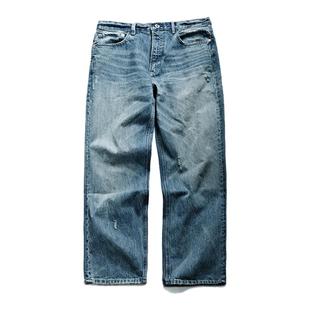 【公里数】NEIGBORL钊叔制复古美式浅蓝色水洗休闲宽松直筒牛仔裤