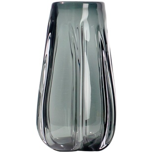 现代轻奢收口玻璃花瓶摆件插花客厅玄关茶几高级灰水养插花装饰