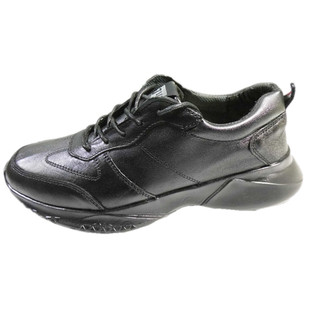 牛皮系带运动鞋四季真皮休闲鞋真皮健身小黑潮鞋轻便柔软情侣鞋子