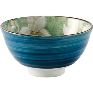 [陶瓷王]日本进口美浓烧陶瓷餐具日式釉下彩木莲饭碗汤碗面碗多用