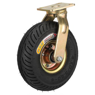 可电动拖拽充气轮子6寸8寸10寸打气轮胎真空橡胶脚轮静音万向轮