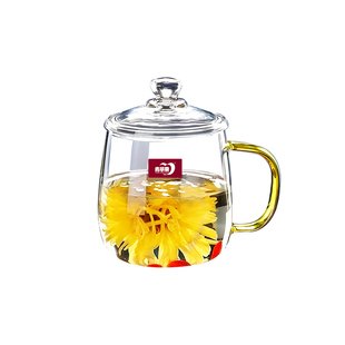 可加热高硼硅玻璃杯茶杯高颜值喝水杯子带盖男女养生花茶杯可加热