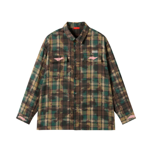 明星同款 INXX泼墨水洗格子衬衫男女同款复古宽松格纹长袖衬衣潮