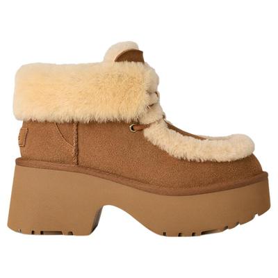 UGG厚底坡跟溢毛系带雪地靴短靴