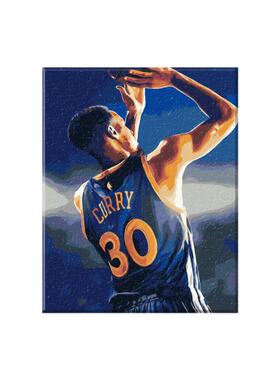 NBA球星篮球库里周边数字油画diy