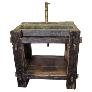 浴室柜组合 实木落地洗漱台庭院阳台洗手洗脸盆柜 老船木浴室柜