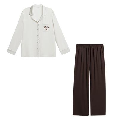 【董洁同款】爱慕牛奶丝绒睡衣女秋冬长袖分身家居套装AM46B701