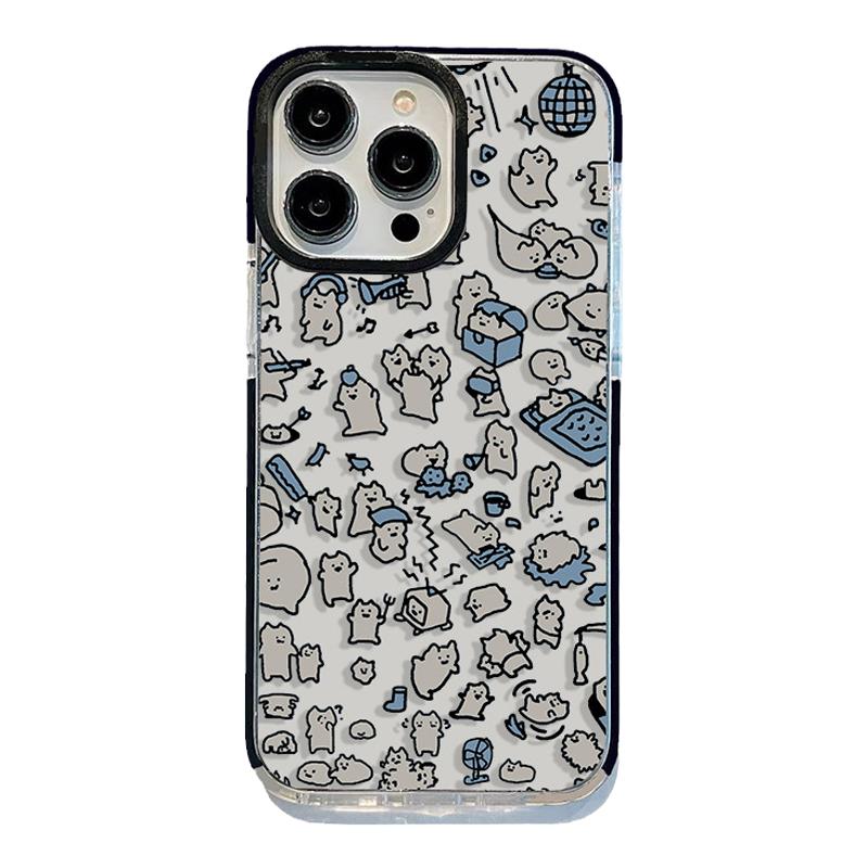 哩卜哩卜可爱适用iPhone17promax手机壳男女新款硬壳苹果14Plus艺术13mini线条小狗12个性X软8软壳