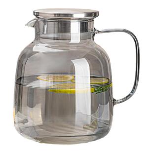 丕格家居耐热玻璃凉水壶烟灰色冷水壶1800ml家用轻奢大容量花茶壶