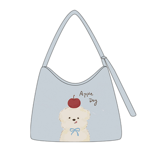 尼睿x南空直美 新款斜挎包原创苹果小狗大容量百搭拉链学生帆布包
