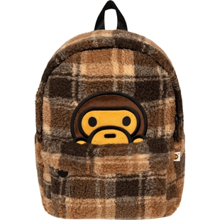 BABY MILO STORE配饰卡通小猴格纹毛绒双肩包4320XXP