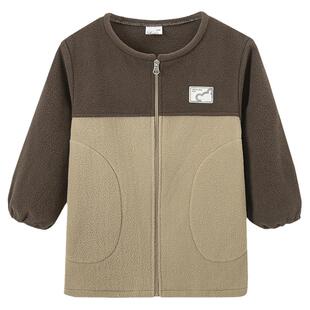 儿童摇粒绒罩衣秋冬男童羽绒服长袖防脏罩衫女童吃饭儿童外穿护衣