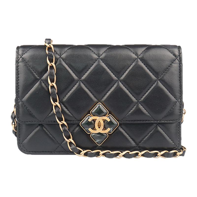 【自营】中古90新CHANEL(香奈儿)宝石扣羊皮链条AP2260斜挎包