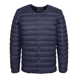 中老年轻薄款羽绒服男士圆领内胆加肥大码爸爸装短款打底无领外套