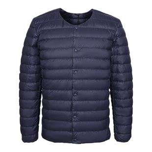 中老年圆领轻薄款内胆羽绒服男加肥大码爸爸装短款无领保暖外套冬