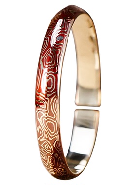 足银999木纹金系列手工手镯