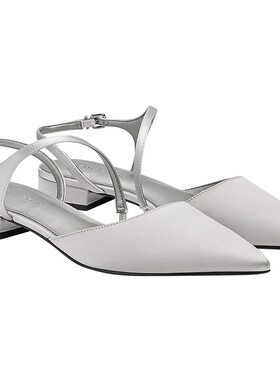 CHARLES&KEITH26春新款CK1-71720100一字带尖头平底凉鞋浅口单鞋