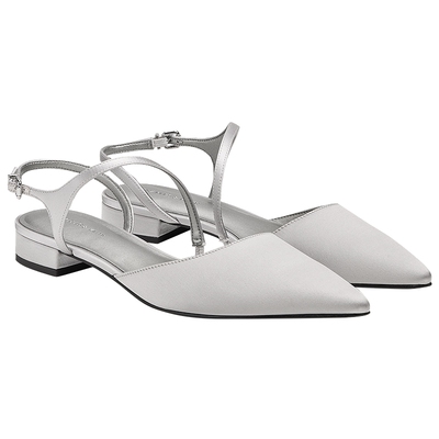 CHARLES&KEITH26春新款CK1-71720100一字带尖头平底凉鞋浅口单鞋