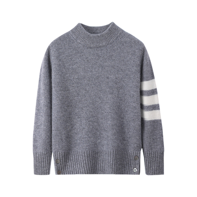 纯山羊绒加厚彩条毛衣