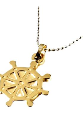 梦克拉钨金吊坠舵轮彩金银项链