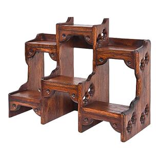 泰国桌面实木置物架博古架客厅书房摆件茶杯茶壶展示架多宝阁架子