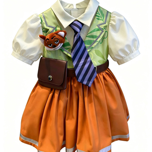 女童连衣裙儿童疯狂动物城尼克狐狸cos服女孩洛丽塔公主裙演出服