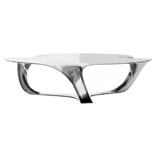 现代极简艺术轻奢异形玻璃钢电镀茶几设计师创意一体化镂空茶座