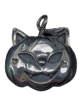 原创另类暗黑南瓜猫咪银项链吊坠