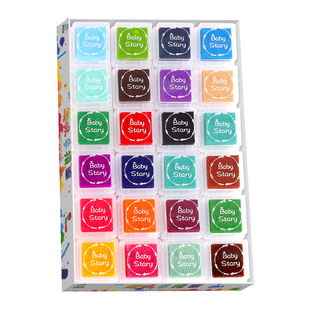 幼儿园儿童手指画印泥彩色小学生手掌手指印泥盘24色手指画印颜料绘画DIY涂鸦可水洗印台印章拓印工具画册