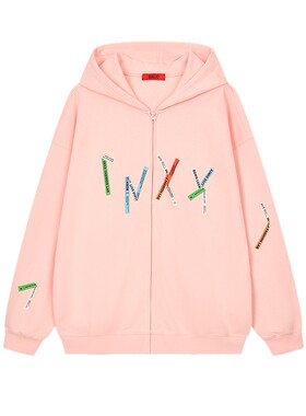 INXX字母印花拉链卫衣男女情侣连帽衫美式休闲宽松设计感外套潮
