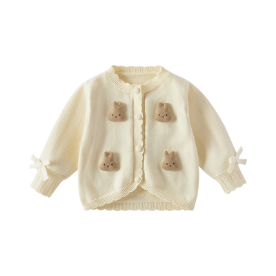 女童开衫毛衣春款儿童洋气外套小女孩春装衣服潮宝宝春季针织衫春