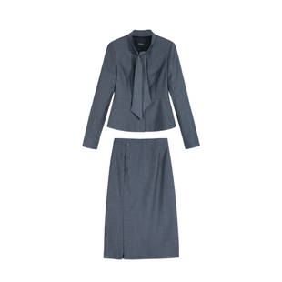 Maven Lin 高智精英丨高级收腰短款西装外套女开叉直筒半身裙套装