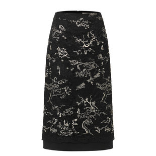 【马上有戏】VGRASS26早春新款定位刺绣叠珠绣直筒半身裙艺术长裙