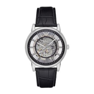 【自营】Armani阿玛尼机械手表男银色表盘镂空简约AR1981新年礼物