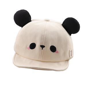 宝宝帽子春秋韩版可爱熊猫造型鸭舌帽婴儿软檐防晒男童遮阳棒球帽