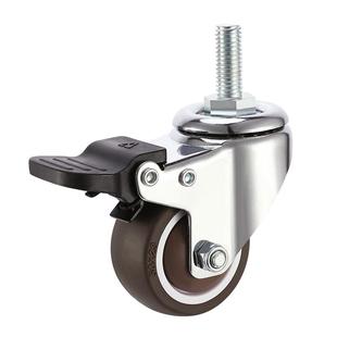 1寸1.5寸2寸静音脚轮带刹车万向轮脚轮橡胶丝杆螺丝脚轮家具滑轮