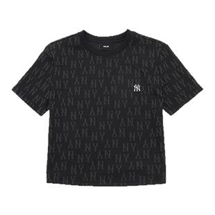 MLB官方 女款老花短款T恤圆领提花舒适短袖套装24夏季新款TSMA1