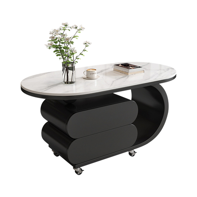 岩板可移动茶几小户型沙发茶几客厅家用2025轻奢高级感长方形带轮