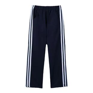 校服裤子三条杠七分裤宽松男女高中生中学生二三道杠夏季薄款校裤