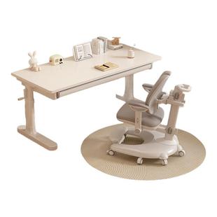 儿童学习桌家用中小学生学习写作业课桌实木大白书柜升降书桌套装