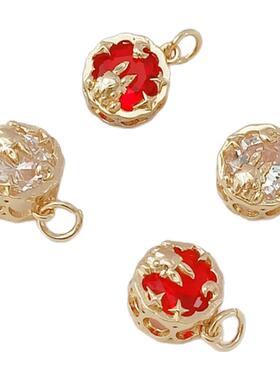 保色镶锆石兔子扁圆形吊坠