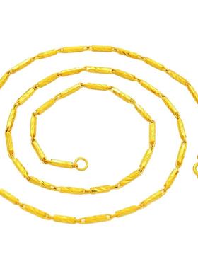 14克 礼盒装转运沙金项链男女款仿真黄金实心六角竹节项链送女友