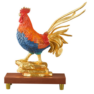金陵金箔大吉大利贴金雄鸡摆件纯铜十二生肖公鸡礼物酒柜客厅装饰