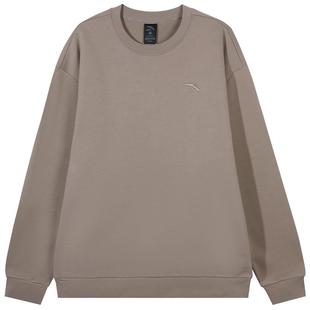 安踏加绒卫衣男女新款冬季圆领宽松长袖T恤青少年打底衫无帽外套