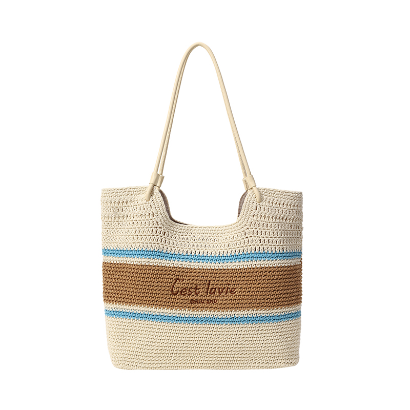 南风Chio2nd 郊游日记托特包包女秋冬手工条纹编织包手提单肩大包